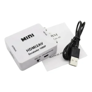 Convertidor Adaptador Mini HDMI a AV (RCA) Escalador 1080pConvertidor Adaptador Mini HDMI a AV (RCA) Escalador 1080p