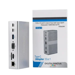 Hub Adaptador USB-C 13 en 1 Multitarea Digital Innova (HDMI, VGA, RJ45, PD)