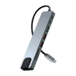 Hub Estación de Acoplamiento USB-C 8 en 1 Multipuerto con HDMI, Red Ethernet y Lectores SD/TF