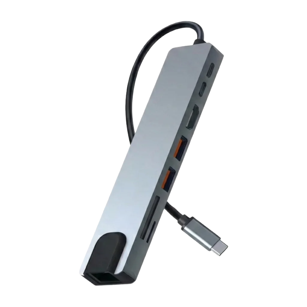 Hub Estación de Acoplamiento USB-C 8 en 1 Multipuerto con HDMI, Red Ethernet y Lectores SD/TF