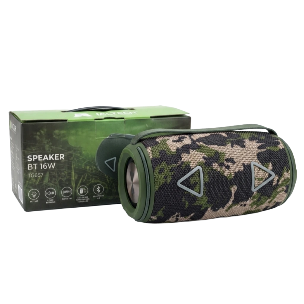 Parlante Bluetooth Portátil TG657 16W con Luces RGB (Estilo Camuflado)