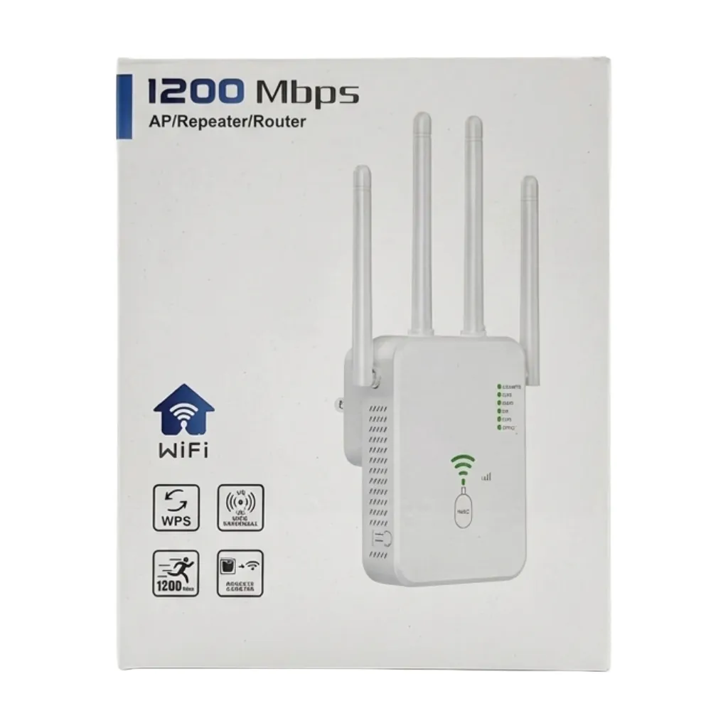Repetidor Amplificador WiFi Doble Banda AC1200 con 4 Antenas Externas