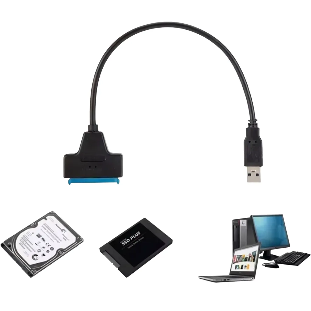 Cable Adaptador USB 3.0 a SATA para Discos Duros SSD y HDD de 2.5"