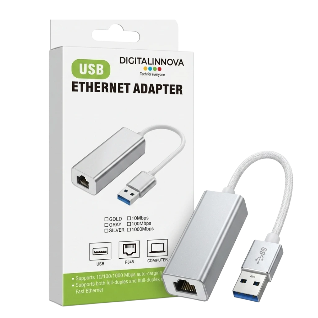 Adaptador de Red USB 3.0 a Gigabit Ethernet RJ45 en Aluminio