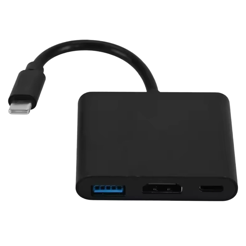 Hub Adaptador Multipuerto USB-C 3 en 1 (HDMI 4K, USB 3.0, Carga Rápida PD)