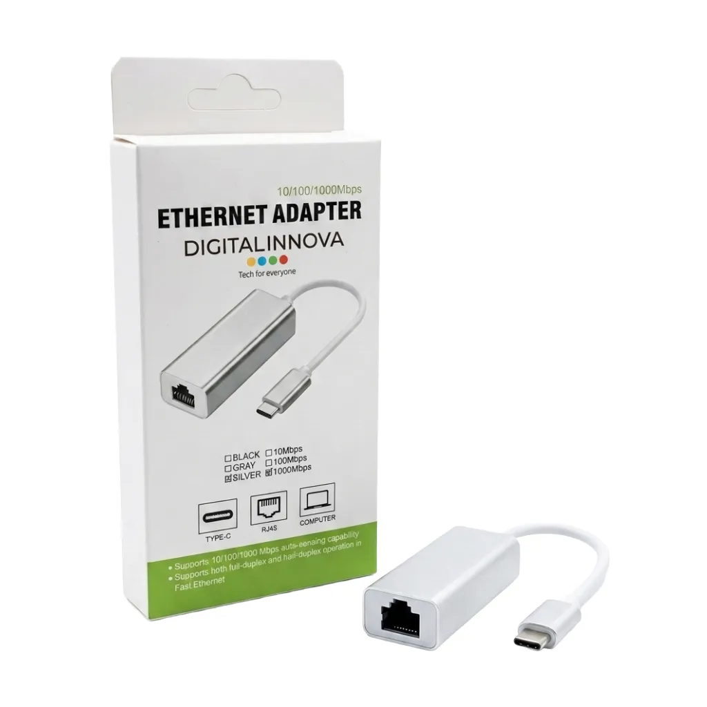 Adaptador de Red USB Tipo C a Ethernet RJ45 Gigabit (Carcasa de Aluminio)