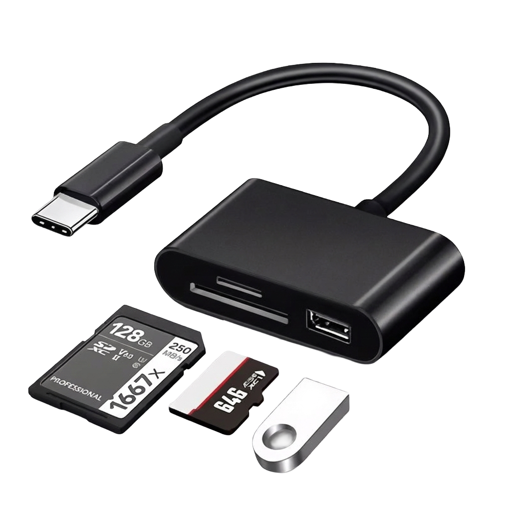 Adaptador Lector de Tarjetas SD/MicroSD y Hub USB a USB Tipo C (OTG)